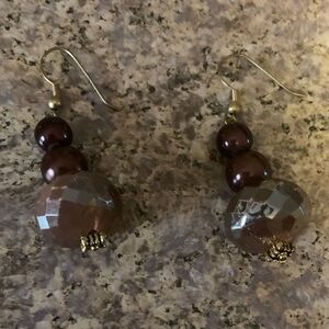 Elegant Brown Beaded Earrings